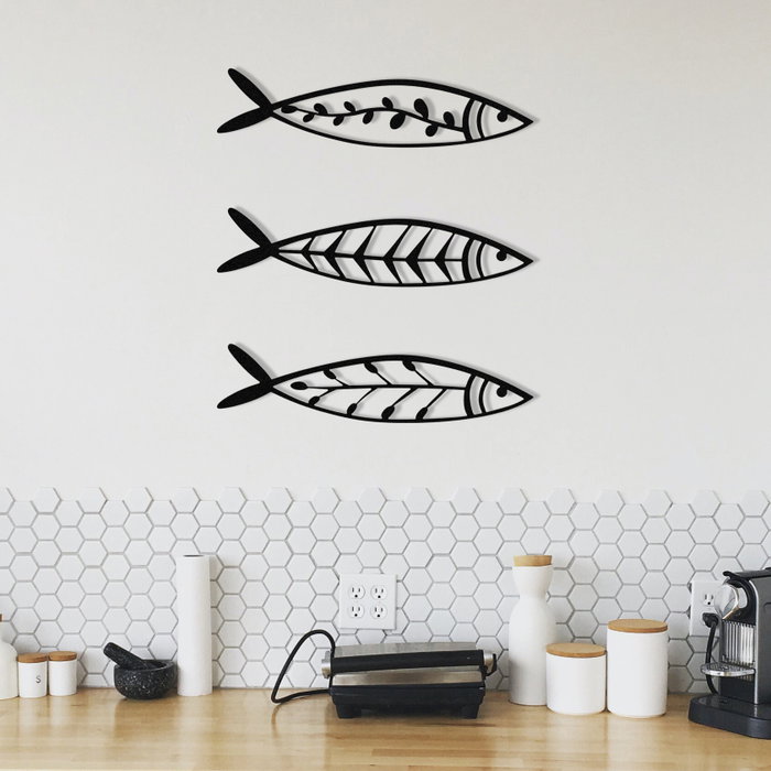 Wallity Hamsi Set de 3 Esculturas de Pared de Metal Negro